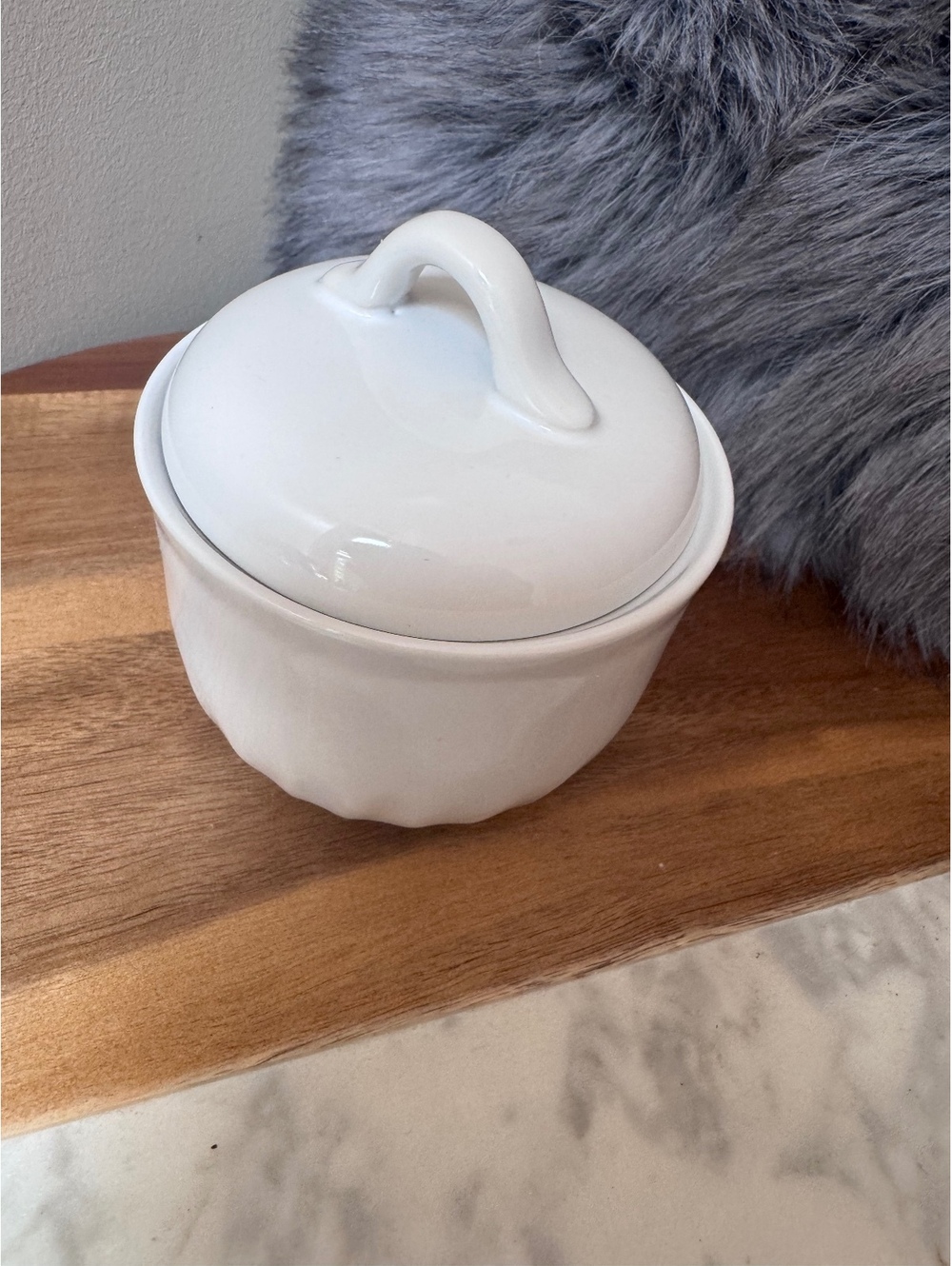 Corelle Coordinates Enhancements White Stoneware Lidded Sugar Bowl Swirl Vintage
